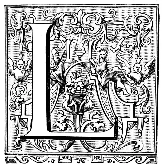 Framed Print : Antique illustration of ornate letter L Framed Print : Antique illustration of ornate letter L