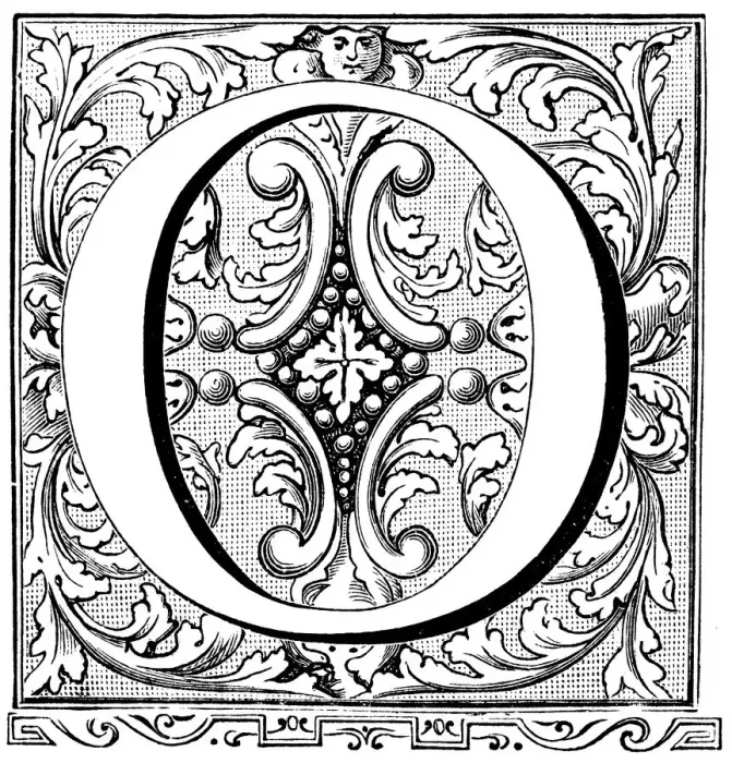 Framed Print : Antique illustration of ornate letter O Framed Print : Antique illustration of ornate letter O