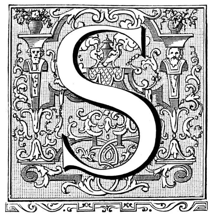Framed Print : Antique illustration of ornate letter S Framed Print : Antique illustration of ornate letter S