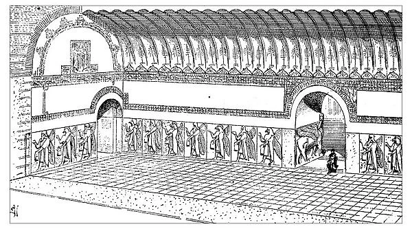 Antique illustration of palace of Nimrud (Kalhu near Mosul, Iraq)