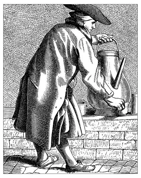 Antique illustration of people and jobs from Paris: Coffee vendor