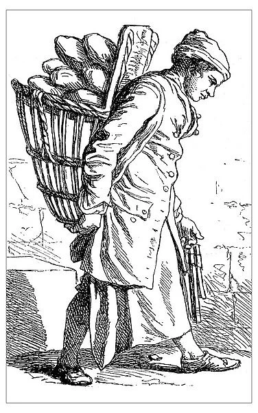 Antique illustration of people and jobs from Paris: Baker
