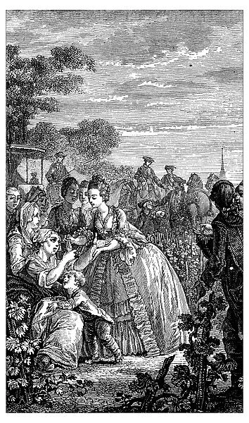Antique illustration of people outdoor
