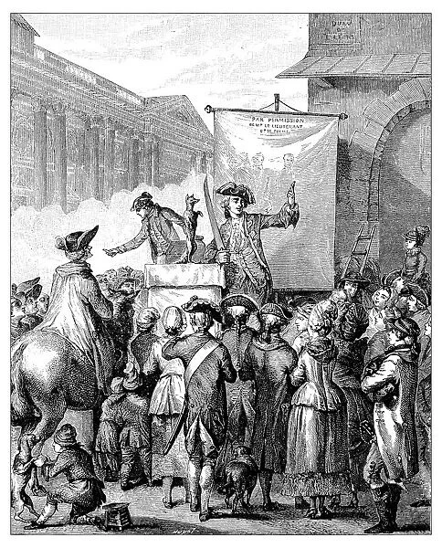 Antique illustration of people in the street
