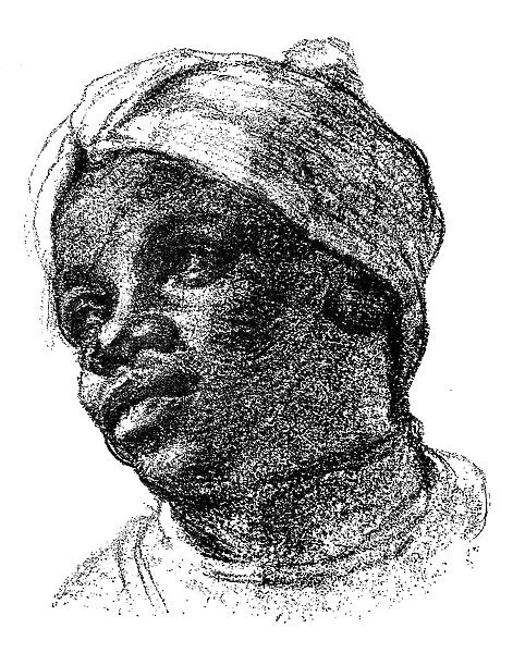 Antique illustration of portrait of black woman