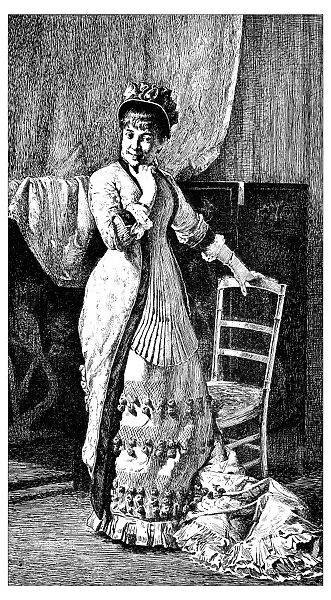 Antique illustration of Portrait of young lady (actress Anna Judic)