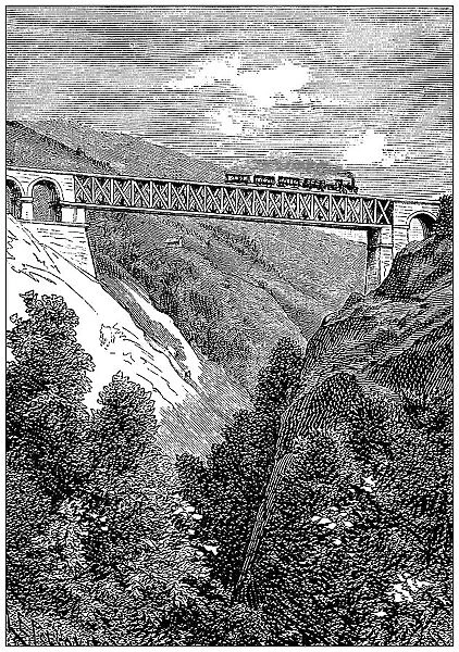 Antique illustration: Railway bridge, Cenisio
