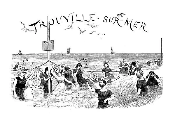 Antique illustration by Randolph Caldecott: TROUVILLE SUR MER