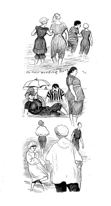 Framed Print : Antique illustration by Randolph Caldecott: Bathing Framed Print : Antique illustration by Randolph Caldecott: Bathing