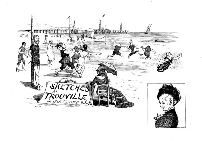 Framed Print : Antique illustration by Randolph Caldecott: Bathing Framed Print : Antique illustration by Randolph Caldecott: Bathing