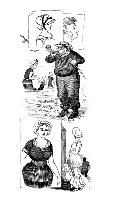 Framed Print : Antique illustration by Randolph Caldecott: Bathing Framed Print : Antique illustration by Randolph Caldecott: Bathing