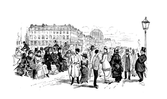 Framed Print : Antique illustration by Randolph Caldecott: Brighton
