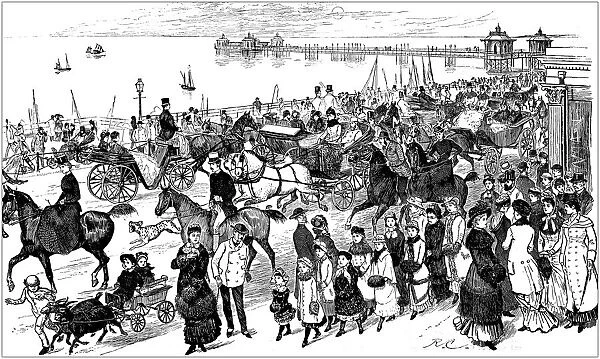 Antique illustration by Randolph Caldecott: Brighton