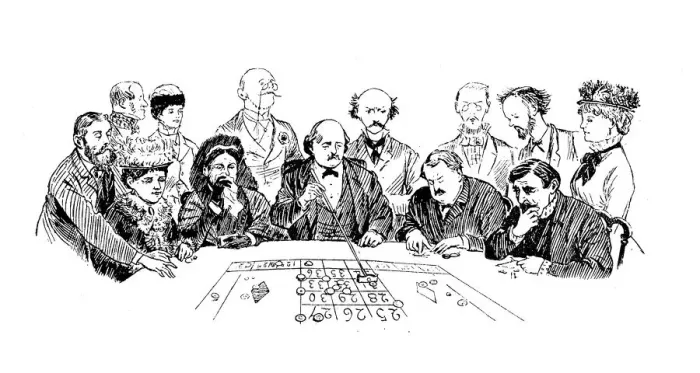 Framed Print : Antique illustration by Randolph Caldecott: At the casino Framed Print : Antique illustration by Randolph Caldecott: At the casino