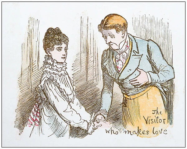 Antique illustration by Randolph Caldecott: Couple
