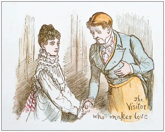 Framed Print : Antique illustration by Randolph Caldecott: Couple