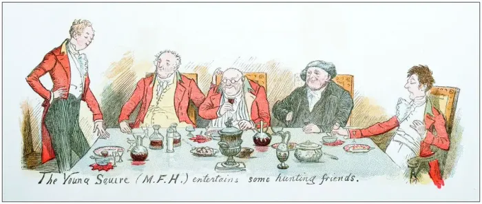 Framed Print : Antique illustration by Randolph Caldecott: Dinner with friends Framed Print : Antique illustration by Randolph Caldecott: Dinner with friends