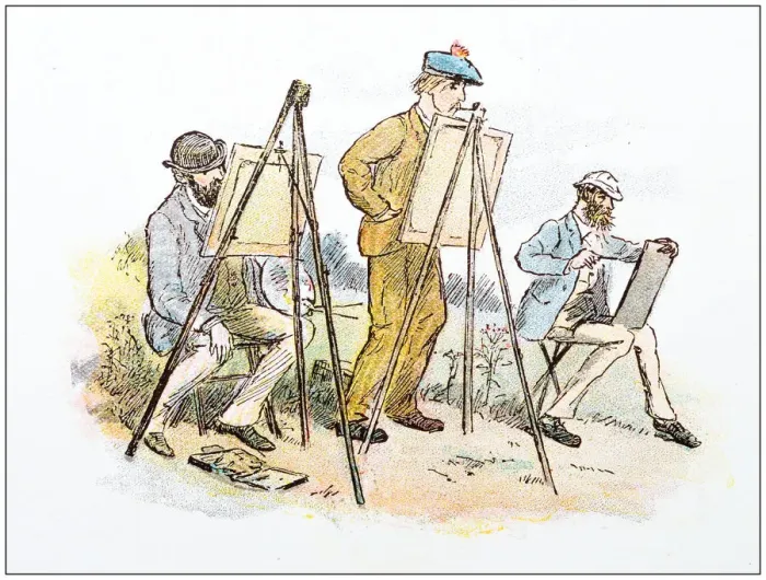 Framed Print : Antique illustration by Randolph Caldecott: Painters Framed Print : Antique illustration by Randolph Caldecott: Painters