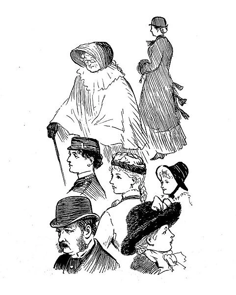 Antique illustration by Randolph Caldecott: People
