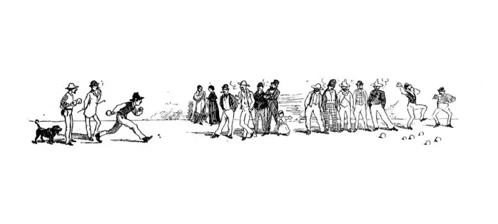 Framed Print : Antique illustration by Randolph Caldecott: Playing bowls Framed Print : Antique illustration by Randolph Caldecott: Playing bowls