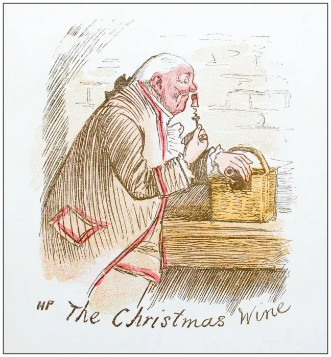 Framed Print : Antique illustration by Randolph Caldecott: Smelling wine cork Framed Print : Antique illustration by Randolph Caldecott: Smelling wine cork