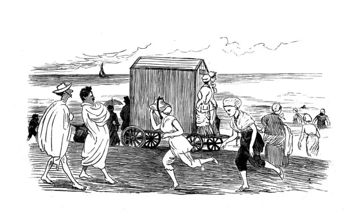 Framed Print : Antique illustration by Randolph Caldecott: TROUVILLE SUR MER Framed Print : Antique illustration by Randolph Caldecott: TROUVILLE SUR MER
