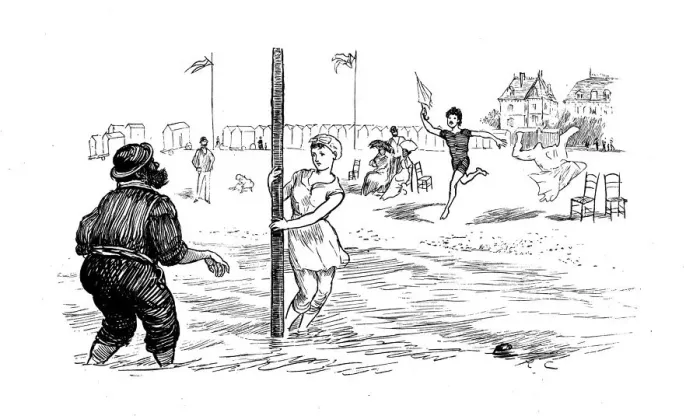 Framed Print : Antique illustration by Randolph Caldecott: TROUVILLE SUR MER