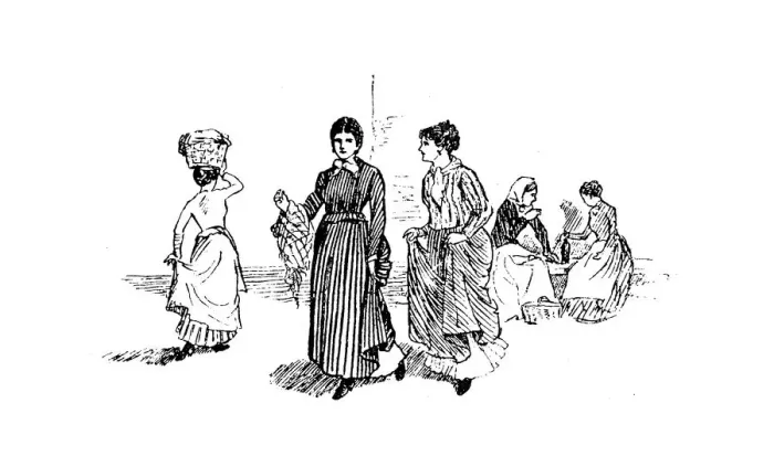 Framed Print : Antique illustration by Randolph Caldecott: Women Framed Print : Antique illustration by Randolph Caldecott: Women