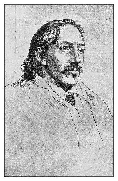 Antique illustration: Robert Louis Stevenson