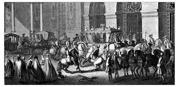 Antique illustration of royalty on carriage