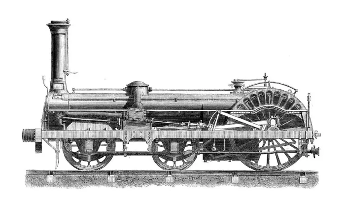 Framed Print : Antique illustration of scientific discoveries: Steam power locomotive Framed Print : Antique illustration of scientific discoveries: Steam power locomotive