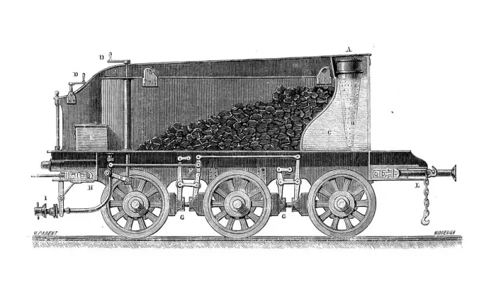 Framed Print : Antique illustration of scientific discoveries: Steam power locomotive Framed Print : Antique illustration of scientific discoveries: Steam power locomotive