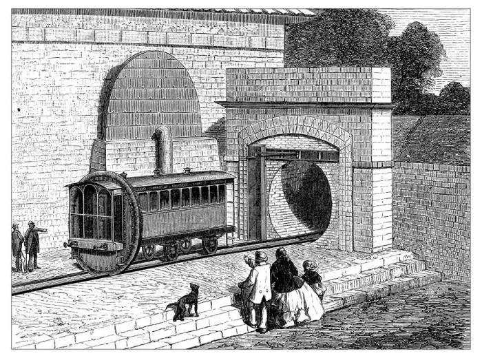 Framed Print : Antique illustration of scientific discoveries: Steam power locomotive subway Framed Print : Antique illustration of scientific discoveries: Steam power locomotive subway