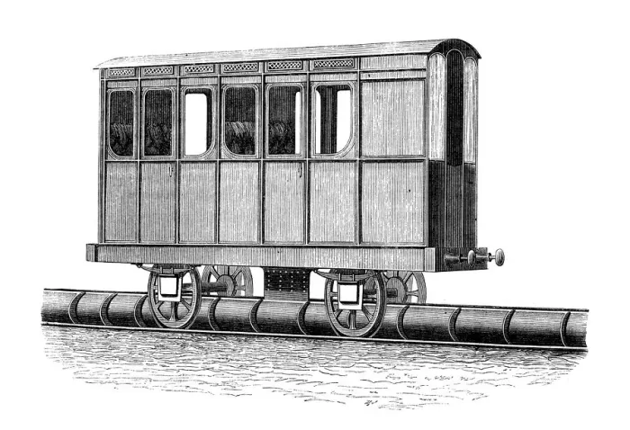 Framed Print : Antique illustration of scientific discoveries: Train parts Framed Print : Antique illustration of scientific discoveries: Train parts