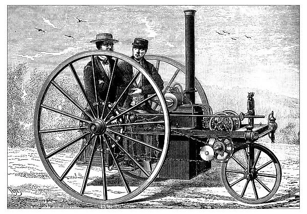 Antique illustration of steam car