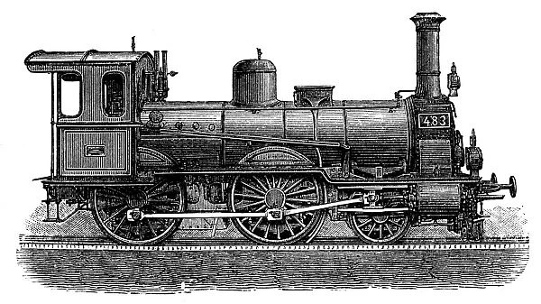 Antique illustration of steam locomotive