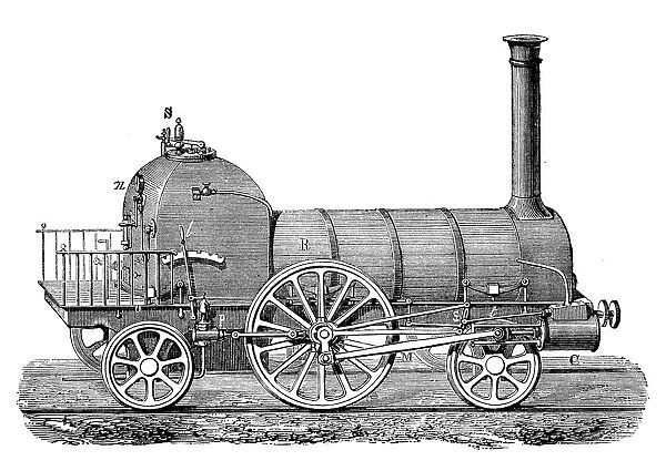 Antique illustration of steam powered machinery