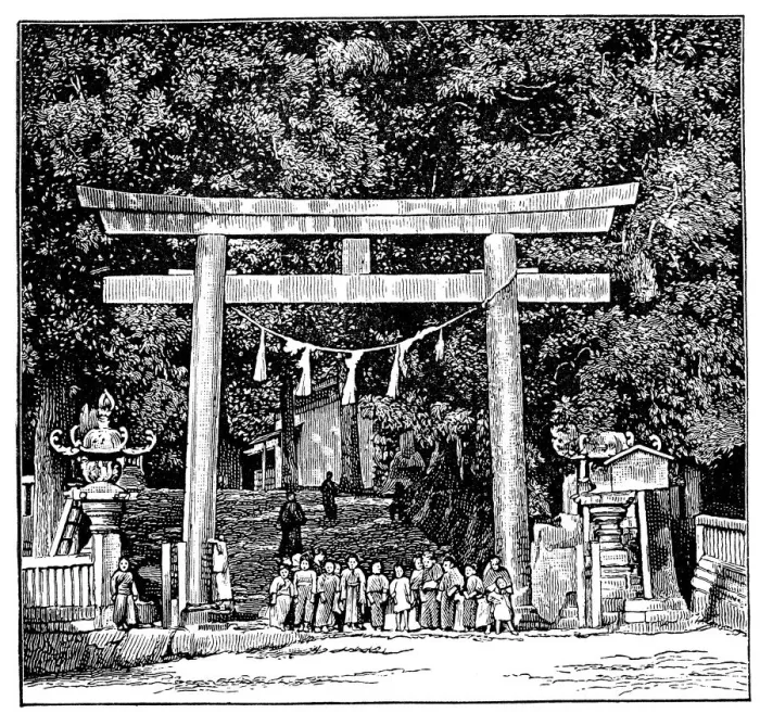 Framed Print : Antique illustration of Torii of temple, Suwa (Japan) Framed Print : Antique illustration of Torii of temple, Suwa (Japan)
