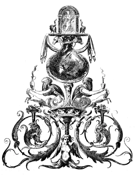 Framed Print : Antique illustration of triangle-shaped decorative element