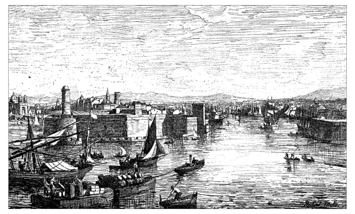 Framed Print : Antique illustration of view of the harbor of Marseilles (France) Framed Print : Antique illustration of view of the harbor of Marseilles (France)