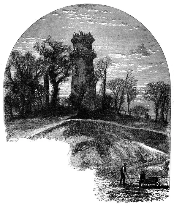 Framed Print : Antique illustration of Washington Tower, Mount Auburn Cemetery