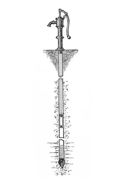 Framed Print : Antique illustration of water pump Framed Print : Antique illustration of water pump