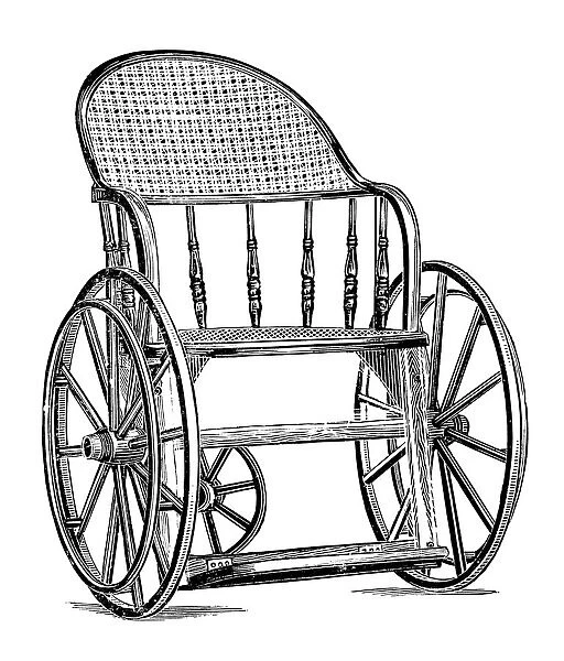 Antique illustration: Wheelchair
