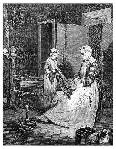 Antique illustration of women working