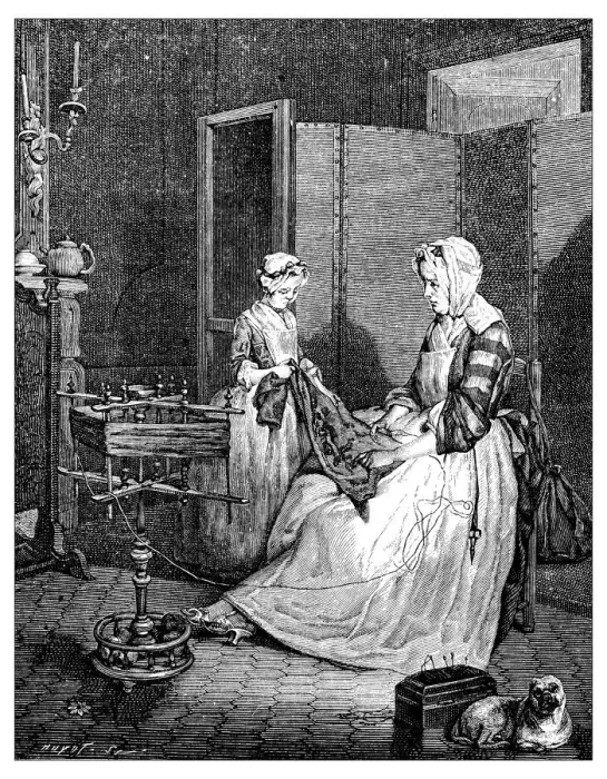Framed Print : Antique illustration of women working Framed Print : Antique illustration of women working