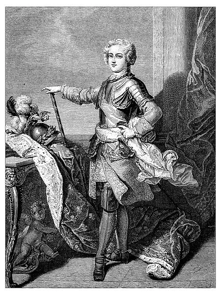 Antique illustration of young Louis XV