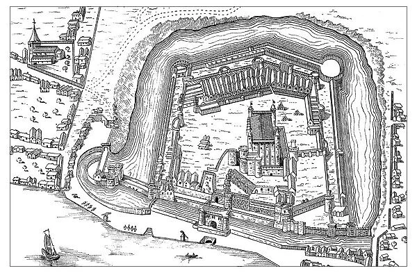 Antique illustrations of England, Scotland and Ireland: Map of Tower of London