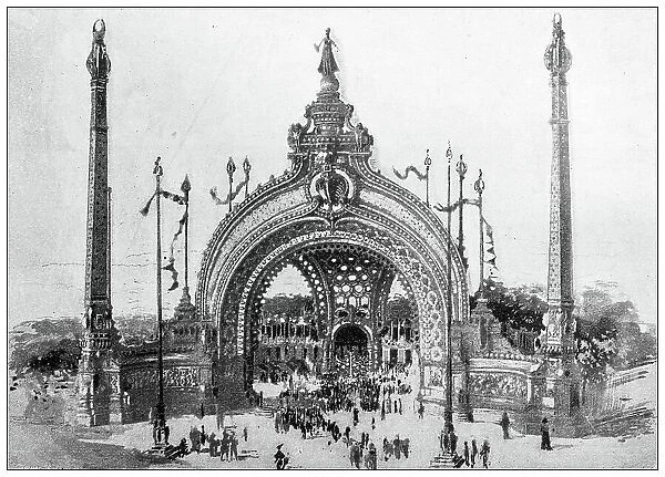 Antique image: 1900 Exhibition, Place de la Concorde entrance