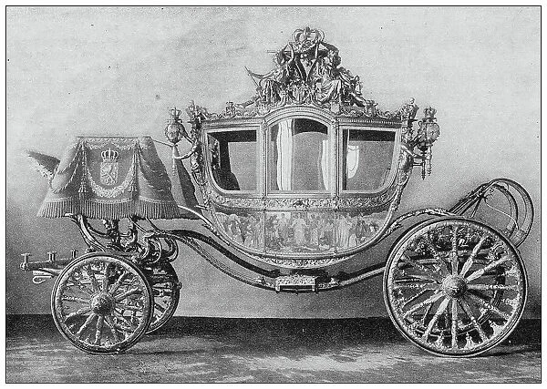 Antique image from British magazine: Crowning of the Queen Wilhelmina of Holland, State carriage