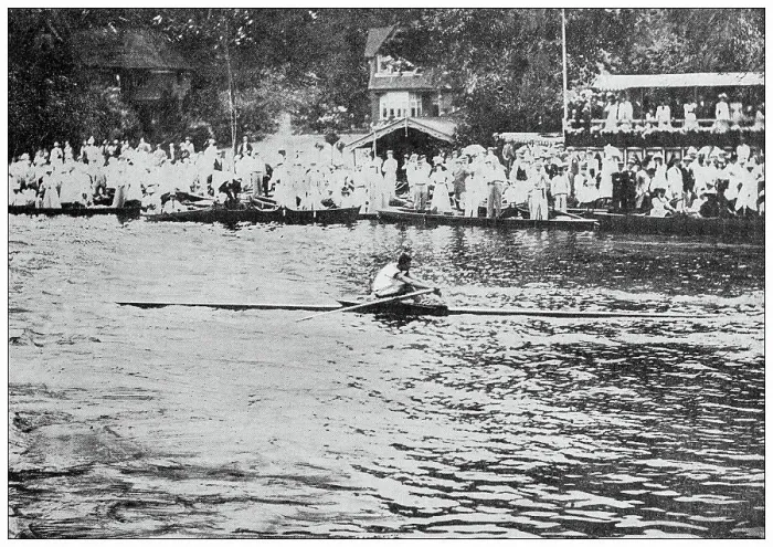 Framed Print : Antique image from British magazine: Henley rowing competition Framed Print : Antique image from British magazine: Henley rowing competition